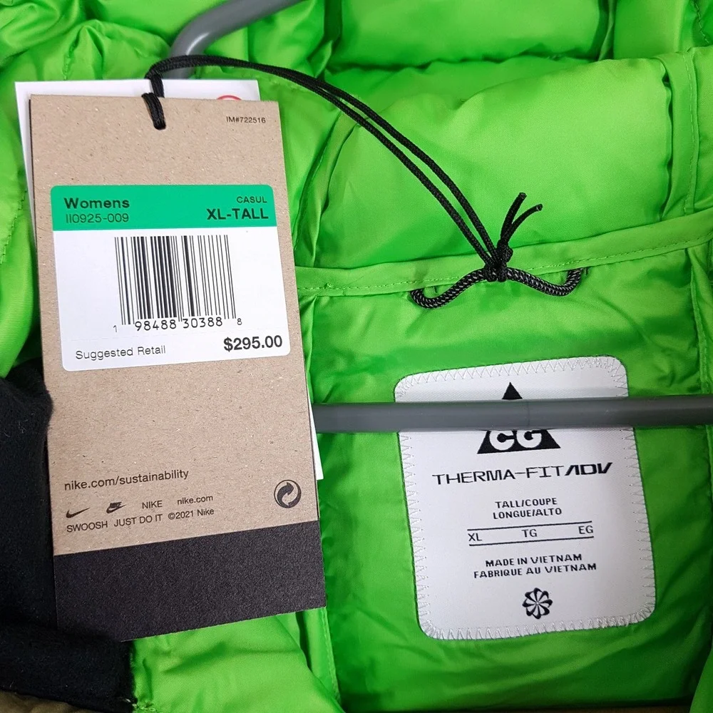 NIKE ACG Lava Flow Therma-FIT ADV Camo Jacket Womens XL TALL Green Puffer